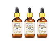 Greenwood Essential Huile de réglisse naturelle pure (glycérhiza glabra) avec compte-gouttes en verre Qualité thérapeutique naturelle 100 ml x 3 (10 oz)