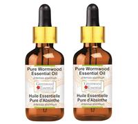 Greenwood Essential Huile essentielle d'absinthe pure (Artemisia Absinthium) avec compte-gouttes en verre distillé à la vapeur 100 ml x 2