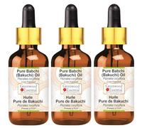 Greenwood Essential Huile naturelle de babchi (Bakuchi) (Psoralea corylifolia) avec compte-gouttes en verre, pressée à froid, 100 ml x 3 (10 oz)