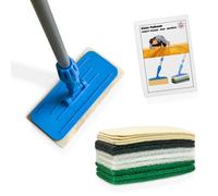 Greenwood Soft-Sheep Porte-dosettes Pro, lot de 12 tampons super polyvalents et manche télescopique - Huilez le parquet, huiler, entretenir et nettoyer intensivement - Tampons de polissage