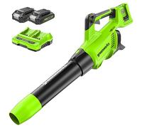 Greenworks 2 x 24V Souffleur sans Fil, Vitesse d'air 193 km/h, Volume d'air 900 m³/h, Vitesse Variable (avec 2 x 2Ah Batterie et Chargeur)