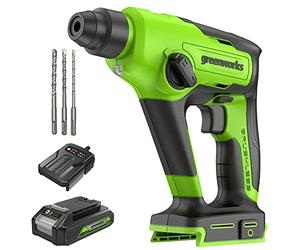 Greenworks 24V Brushless Perceuse à Percussion 1.2 Joule Outil Rotative SANS FIL SDS Plus Heavy Duty 4 Modes Sélecteur Poignée Antivibratoire Intégré LED Light Impact Energy