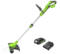 Greenworks 24V Coupe Bordure Sans Fil pour Petits et Moyens Jardins, Largeur de Coupe de 30 cm, Fil en Nylon de 1,65 mm à Alimentation Automatique, Batterie 24V 2Ah et Chargeur, Garantie 3 Ans G24LT30K2