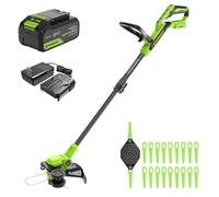 Greenworks 24V Coupe-Gazon avec Batterie, 30cm de Largeur de Coupe, INCL. Bobine et 20 Couteaux Clients, Coupe-Gazon léger et sans Fil pour Les Bordures de pelouse, INCL. Batterie 2.0 Ah et Chargeur