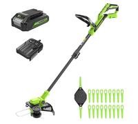 Greenworks 24V Coupe-Gazon avec Batterie, 30cm de Largeur de Coupe, INCL. Bobine et 20 Couteaux Clients, Coupe-Gazon léger et sans Fil pour Les Bordures de pelouse, INCL. Batterie 2.0 Ah et Chargeur