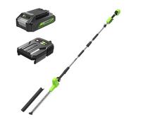 Greenworks 24V Taille-Haie à Batterie sur Perche Modulable, Lames de 51 cm Double Action, Coupe jusqu'à 28 mm, Pivot de tête de 112.5°, 3600 TR/Min, Batterie et Chargeur, Garantie 3 Ans PH24B211-01