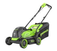 Greenworks 24V Tondeuse à Gazon, Largeur de Coupe 33 cm, Jusqu’à 280 m², bac de ramassage 30 L, réglage Central de la Hauteur de Coupe en 6 Positions 25-75 mm, sans Batterie ni Chargeur - LM3302