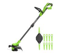 Greenworks 24V Tondeuse à Gazon sans Balai Gen2 2-en-1 pour Jardins Petits à Moyens, Largeur de Coupe de 30 cm, inclut 10 Lames en Plastique sans Batterie et Chargeur, Vert ST3002