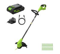 Greenworks 24V Tondeuse à Gazon sans Balai Gen2 (25 cm) - Hauteur réglable, Batterie 2,0 Ah, Chargeur, 20 Lames Plastique - ST2502