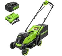 Greenworks 24V Tondeuse Gazon sans Fil avec Moteur sans Brosse, Largeur de Coupe 33 cm, Sac de 30L,Tondeuse Electrique Gazon Inclus Batterie 24V 4Ah et Chargeur, Garantie 3 Ans-MO24L411-01