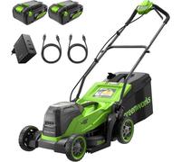 Greenworks 48V (24V x 2) Tondeuse Gazon sans Fil avec Moteur sans Brosse, Largeur de Coupe 35 cm, Sac de 40L,Tondeuse Electrique Gazon Inclus Batterie 24V 4Ah et Chargeur, Garantie 3 Ans-MO48L421-01