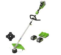 Greenworks 2x24V Coupe-bordures à Batterie 40cm avec 2 Batteries 4Ah et Chargeur Double, Fil en Nylon 2 mm ou Lame 25 cm,Poignée Supplémentaire Réglable Manche en 2 Parties GD24X2TXK4x