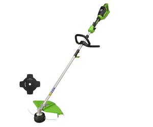 Greenworks 2x24V Coupe-bordures & Débroussailleuse à Batterie 40cm sans Batterie et Chargeur, Fil en Nylon 2 mm ou Lame 25 cm,Poignée Supplémentaire Réglable Manche en 2 parties GD24X2TX