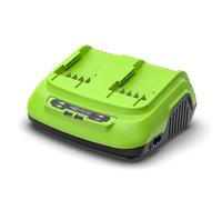 Greenworks TOOLS Chargeur batterie double 40 V G40X2UC8 – 8 A, charge 2 Ah en 30 min, 3 ans garantie