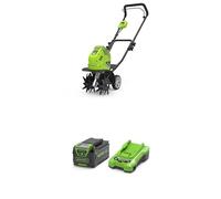 Greenworks 40V Motobineuse Électrique sans Fil, Motoculteur à Dents Avant 4Ah Batteries et Chargeur, Garantie 3 Ans G40TL