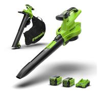 Greenworks 40V Souffleur / Aspirateur de feuilles 370 km/h - 2x Batteries 2Ah