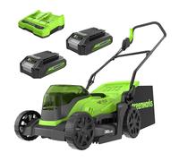 Greenworks 48V (24V x 2) Tondeuse à gazon sans fil , 36cm largeur jusqu'à 200m² ,40L Sac de Ramassage avec batterie 2x2Ah et chargeur à double fente, Garantie 3 Ans, GD24X2LM36K2x