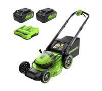 Greenworks 48V (24V x 2) Tondeuse Gazon Batterie sans Fil Autopropulsée, Largeur de Coupe 46cm, Sac 55L, Tondeuse Electrique Gazon Inclus 2 X 24V 4Ah et Chargeur Double, Garantie 3 Ans, MO48L424-01