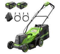 Greenworks 48V (24V x 2) Tondeuse Gazon sans Fil avec Moteur sans Brosse, Largeur de Coupe 35 cm, Sac de 40L,Tondeuse Electrique Gazon Inclus Batterie 24V 4Ah et Chargeur, Garantie 3 Ans-MO48L421-01