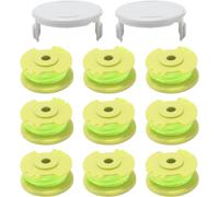 Greenworks 9 x Spools of Strimmer Wire Diameter 2 mm Replacement Nylon Spool for String Trimmer 24 V,40 V,18 V,RY40204,RY40220 (9 Spools of Wire + 2 Lids)