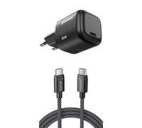 Greenworks Chargeur USB-C 30 W Chargeur Rapide PPS, AP030EA + Câble 100 W 1M Chargeur Rapide Nylon Tressé Compact pour MacBook Pro/Air, iPad Pro, Garantie 3 Ans,ACB1CCA