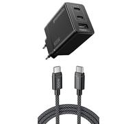 Greenworks Chargeur USB-C 65 W Chargeur Rapide PPS, AP065EA + Câble 100 W 1M Nylon Tressé, Garantie 3 Ans,ACB1CCA
