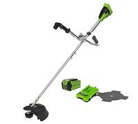 Greenworks Coupe-bordures & Débroussailleuse 40V 40cm avec Batterie 2.5Ah et Chargeur, 2mm Fil/25cm Lame, Poignée de Vélo Moteur Puissant sans Blais GD40BCBK25
