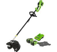 Greenworks Débroussailleuse à Batterie avec Moteur Sans Balai, Harnais, Hauteur Réglable, Largeur de Coupe 40 cm, Fil en Nylon 2 mm ou Lame 25 cm, 2 Batteries 40V et Chargeur,GD40BCK2X, Garantie 3 Ans