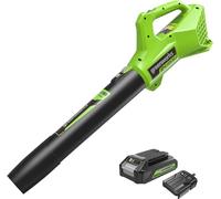 Greenworks G24ABIIK2 Souffleur à Batterie Axial de Feuilles Mortes sans Fil, 145 km/h, 9,08 m³/Min Batterie 24V Ni Chargeur, Garantie 3 Ans