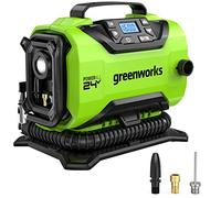 Greenworks G24IN Compresseur à Air Portatif, Gonfleur Dégonfleur Sans Fil,11 Bars, Basse ou Haute Pression, Arrêt Automatique, 3 Adaptateurs,Tuyau 0,5m, SANS Batterie Ni Chargeur 24V, Garantie 3 Ans