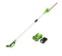 Greenworks G24PH51K2 Taille-Haie à Batterie sur Perche Modulable, Lames de 51 cm Double Action, Coupe jusqu'à 18 mm, Pivot de tête de 125°, 1500 tr/min, Batterie 24V et Chargeur, Garantie 3 Ans