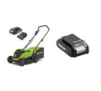 Greenworks G24X2LM36 Tondeuse à Gazon Sans Fil pour Pelouses Jusqu'à 420m², Largeur de Coupe 36 cm, Sac de 40L, SANS les 2 Batteries de 24V (Équivalent 48V) et le Chargeur, Garantie 3 Ans