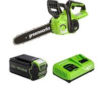 Greenworks G40CS30II Tronçonneuse 12-Pouces, Graisseur Automatique + Batterie 40V 5Ah Lithium-Ion, Charge Rapide, LED à 3 Niveaux, Garantie 2 Ans + Chargeur G40UC5, Garantie 3 Ans.
