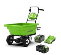 Greenworks G40GC Chariot/brouette électrique autotractée 106L/100kg, basculement Facile, sans Batterie/Chargeur + Kit 40V 4Ah + Chargeur 2A GSK40B4 + Batterie 40V 5Ah G40B5