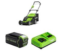 Greenworks G40LM41 Tondeuse à Gazon sans Fil pour Pelouses Jusqu'à 500 m², Largeur de Coupe de 41 cm, Sac de 50L sans Batterie 40V Ni Chargeur, Garantie 3 Ans + Greenworks Batterie 40V