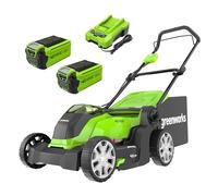 Greenworks Tools Tondeuse à gazon à batterie 40V, 41 cm, avec batterie et chargeur 2x2Ah (2504707UC)