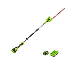 Greenworks G40PHAK2 Taille-Haie à Batterie sur Perche, Lames Double Action 51 cm, Coupe Jusqu'à 18 mm Épaisseur Branche, Tête Pivotante 125°, 3000 tr/min Batterie 40V 2Ah et Chargeur, Garantie 3 Ans