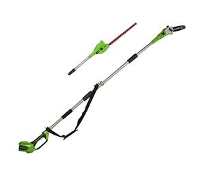 Greenworks G40PSH Élagueuse et Taille Haie à Batterie 51 cm sur Perche 2-en-1 avec Bandoulière, Guide Tronçonneuse 20 cm, lames Double action, SANS Batterie ni Chargeur 40V, Garantie 3 Ans