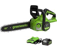 Greenworks GD24CS30K4 Tronçonneuse à Batterie avec Moteur Sans Balais, Longueur Guide-Chaîne 30cm, Vitesse Chaîne 7,8m/s, Graisseur Automatique, Anti-Rebond, Batterie 24V 4Ah, Chargeur, Garantie 3 Ans