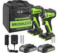 Greenworks GD24DD35K2 Perceuse et Visseuse à Percussion GD24ID200 PLUS 2 Batteries 24V 2Ah et Chargeur, Perceuse-visseuse sans fil, Exclusivité Amazon