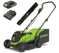 Greenworks GD24LM33K2 Tondeuse à Gazon sans Fil avec Moteur sans Brosse, Largeur de Coupe 33 cm, Inclus Batterie 24V 2Ah et Chargeur+ Greenworks Tools Lame de Rechange 33cm