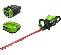 Greenworks GD60HT66K2 Taille-haie sans fil 60 V Longueur de coupe 66 cm Espacement des dents 28 mm Poignée ergonomique avec batterie 2 Ah et chargeur