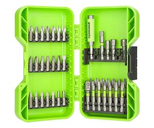 Greenworks Jeu d'embouts de visseuse en acier trempé (40 pièces, set complet d'embouts Pick and Click convenant à toutes les visseuses sans fil)