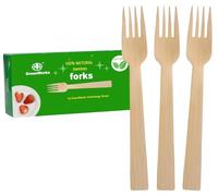 GreenWorks Lot de 50 fourchettes en bambou, 16,7 cm, compostables et biodégradables