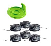 Greenworks Lot de 6 bobines d'alimentation Automatique Double Ligne de 0,165 cm avec Couvercle de Bobine, compatibles avec débroussailleuse 24 V 30,5 cm ST1202, ST1212, CKS122