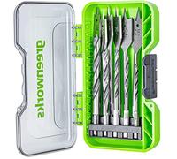 Greenworks Mèches de perceuse (set de 11 forets à bois plats et hélicoïdaux, revêtement noir et argent, de 4mm à 25 mm convenant à toutes les perceuses et visseuses sans fil)