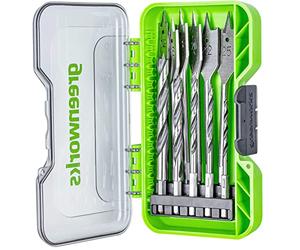 Greenworks Mèches de perceuse (set de 11 forets à bois plats et hélicoïdaux, revêtement noir et argent, de 4mm à 25 mm convenant à toutes les perceuses et visseuses sans fil)