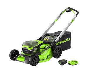 Greenworks Nascower Pro 60 V 51 cm Brushless sans Fil Hauteur de Coupe 25-85 mm Poignée Pliante Stockage Vertical avec Sac de 60 litres (avec Batterie et Chargeur 4 Ah)