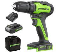 Greenworks Perceuse Visseuse Sans Fil GD24DD35K2 avec Moteur SANS BALAIS 0-1450 tr/min, 2 Engrenages, Couple de 35 Nm, Batterie 24V 2Ah et Chargeur, Sac, Garantie de 3 Ans