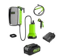 Greenworks Pompe Submersible sans Fil 24 V, Max. 1800 l/h, buse 8 en 1, boîte à Piles Flexible